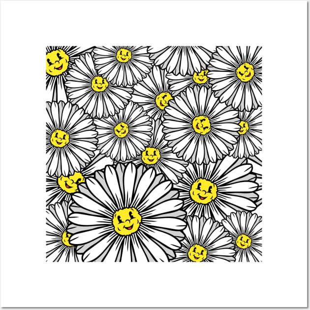 Daisy Flowers Pattern Wall Art by theDK9